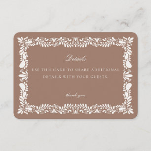 De Recepción Mocha Brown Talavera Tile Detalles Tarjeta Inserta