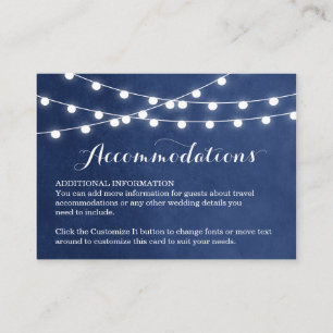 De Recepción Navy Blue String Lights Boda Insertar tarjeta