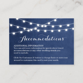 De Recepción Navy Blue String Lights Boda Insertar tarjeta