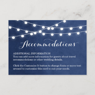 De Recepción Navy Blue String Lights Boda Insertar tarjeta