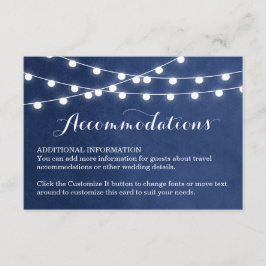 De Recepción Navy Blue String Lights Boda Insertar tarjeta