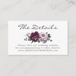 De Recepción Plum Peonies Boda página web Insertar tarjeta