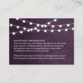De Recepción Plum String Luces Boda Insertar tarjeta