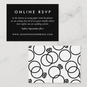 De Recepción Rings modernos Tarjeta RSVP para Boda blanco negro