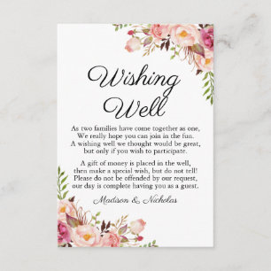 De Recepción Rústico Boda floral rosado deseando buenas tarjeta