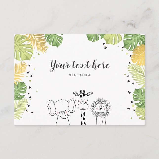 De Recepción Safari Animales zoológico jungla Insertar tarjeta  (Anverso)