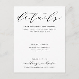 De Recepción Simple Romance Calligraphy Boda Detalles Tarjeta