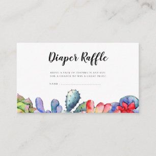 De Recepción Suculento cactus Bebé ducha Diaper Raffle tarjeta