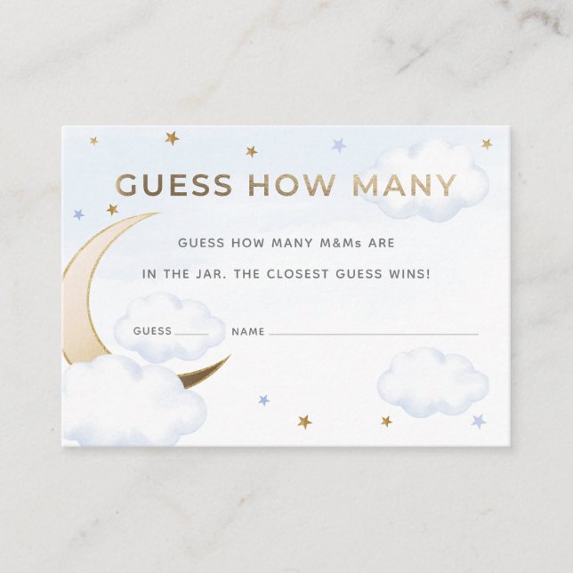 De Recepción Tarjeta Azul Sobre la Luna Adivina Cuántos Dulces (Anverso)