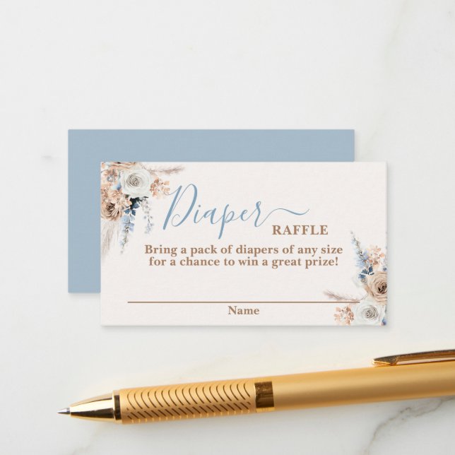 De Recepción Tarjeta Baby Shower Boy Raffle para bebé azul (Anverso/Reverso In Situ)