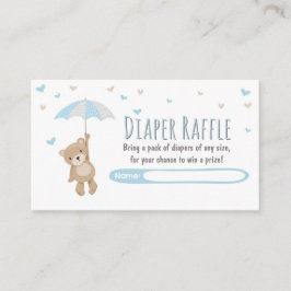 De Recepción Tarjeta Baby Shower Diaper Raffle Teddy Bear Blue