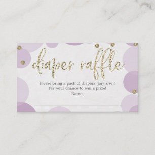De Recepción Tarjeta Baby Shower Purple Polka Dot Diaper Raffle