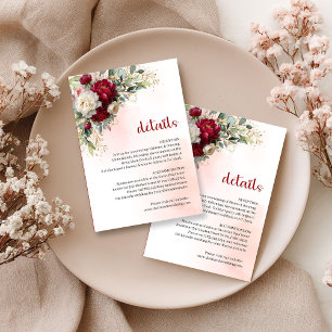 De Recepción Tarjeta Clásica Burgundy Floral Verde Dorado con D
