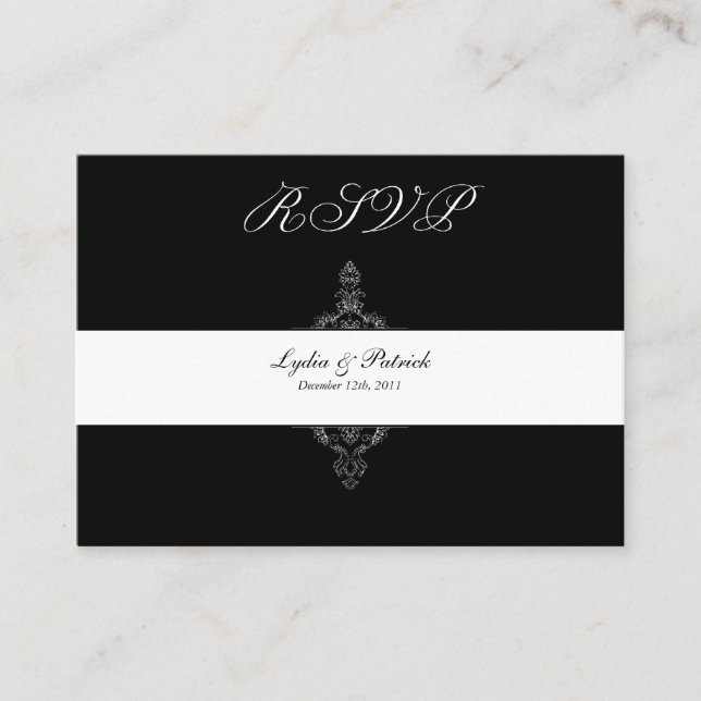 De Recepción Tarjeta DIY Black and Gold RSVP (Anverso)