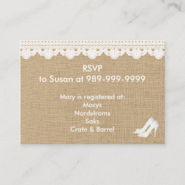 De Recepción Tarjeta Faux Burlap and Lace Enclosure