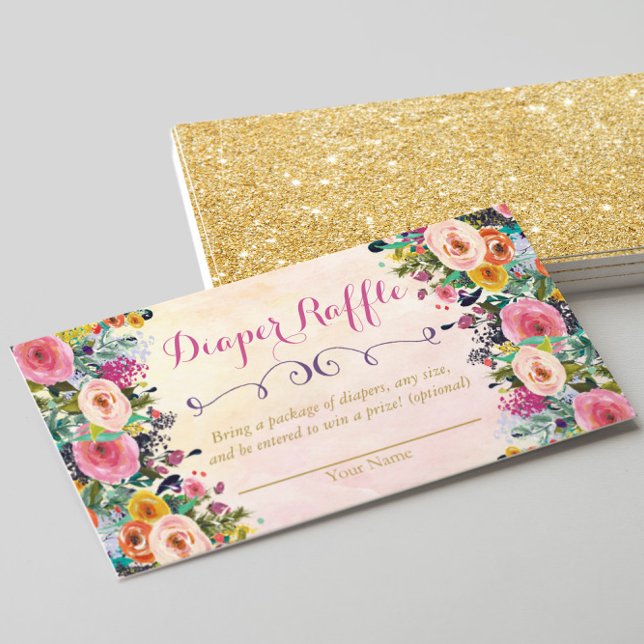 De Recepción Tarjeta floral Baby Shower Diaper Raffle (Subido por el creador)