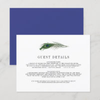 Tarjeta Informativa para Invitados Peacock Poise |
