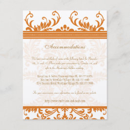 De Recepción Tarjeta insertable naranja y marfil para boda con