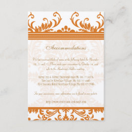 De Recepción Tarjeta insertable naranja y marfil para boda con