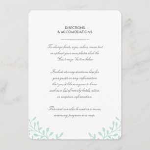 De Recepción Tarjeta Insertable para Boda Secret Garden - Menta