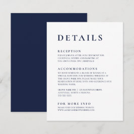 De Recepción Tarjeta Navy Blue Modern Minimalista Elegante