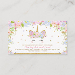 De Recepción Tarjeta para baby shower con unicornio y flores