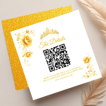 Tarjeta QR RSVP Moderna Dorada Minimalista para Qu