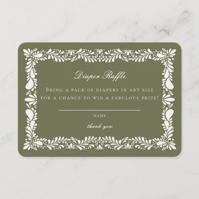 De Recepción Tarjeta Raffle Green Talavera Tile Diaper Insertar (Anverso)