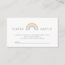 Tarjeta Raffle Pastel Rainbow Baby Shower Diaper