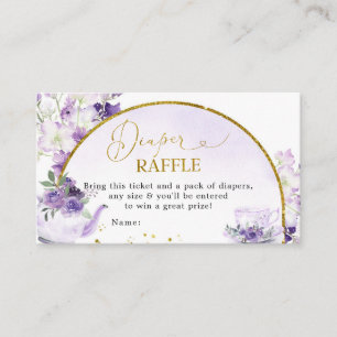 De Recepción Tarjeta Raffle Purple Floral Baby Shower Tea Diape