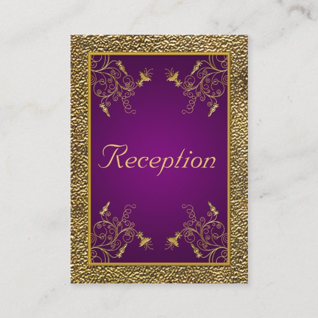 De Recepción Tarjeta Real Purple y Gold Floral (Anverso)