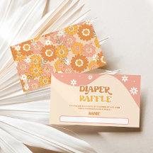 Tarjeta retro groovy diaper rafflete