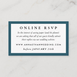 De Recepción Tarjeta RSVP en línea para Boda Verde azulado prof