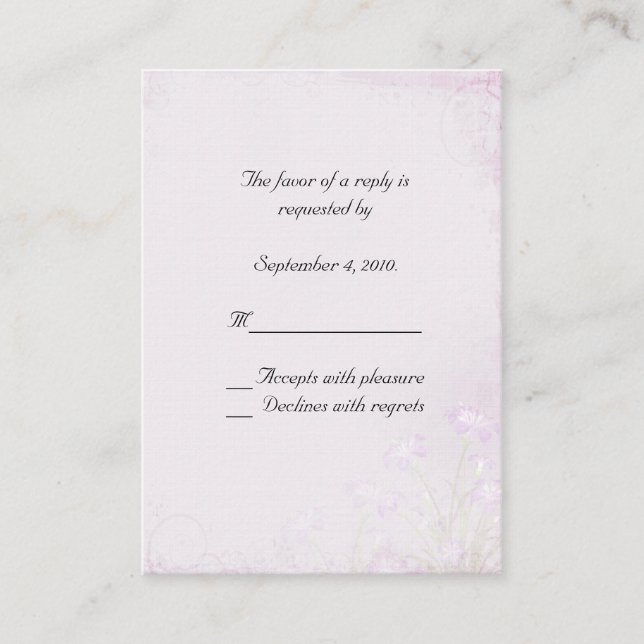 De Recepción Tarjeta RSVP Floral Lavender (Anverso)