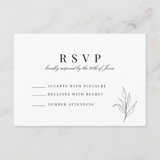 De Recepción Tarjeta RSVP minimalista (Anverso)