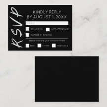 Tarjeta RSVP minimalista en blanco y negro