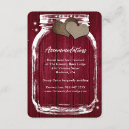 De Recepción Tarjeta Rustic Burgundy Mason Jar Wood
