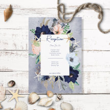 Tarjeta Rustic Floral Beach Nautical Reception