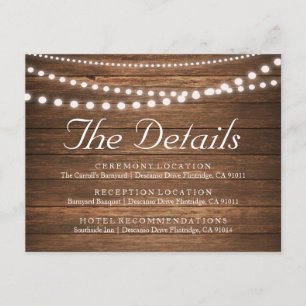 De Recepción Tarjeta Rustic String of Lights Details 4.25" x 5.