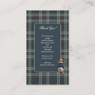 De Recepción Tarjeta Rustic Tartan Bear Baby Shower