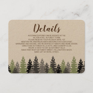De Recepción Tarjeta Rustic Woods Evergreen Pine Detalles