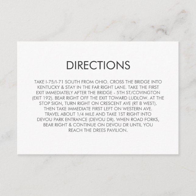 De Recepción Tarjeta Tangram Heart Boda Directions (Anverso)