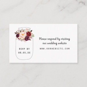 De Recepción Tarjeta web Burgundy Floral Mason Jar rsvp