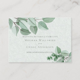 De Recepción Tarjeta web del boda | Elegante Eucalypt acuático