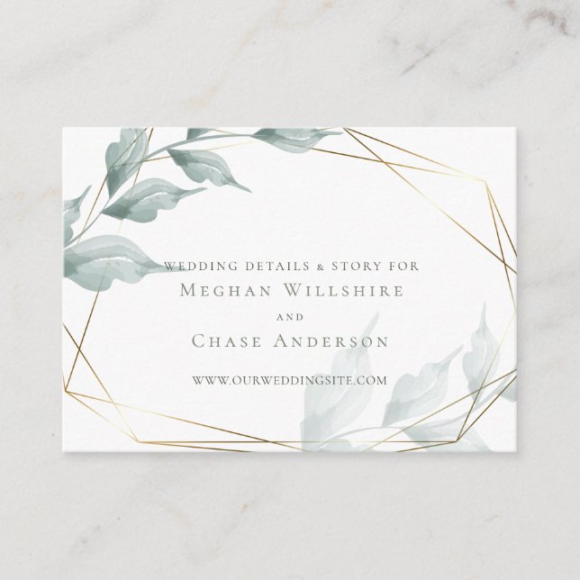 De Recepción Tarjeta web del boda | Jade verde gris botánico (Anverso)