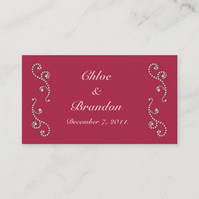 De Recepción Tarjeta web del Boda Ruby Red, Pink and Pearls (Anverso)