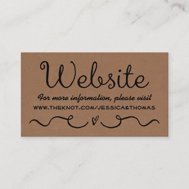 De Recepción Tarjeta web del boda | Rústica Kraft (Anverso)