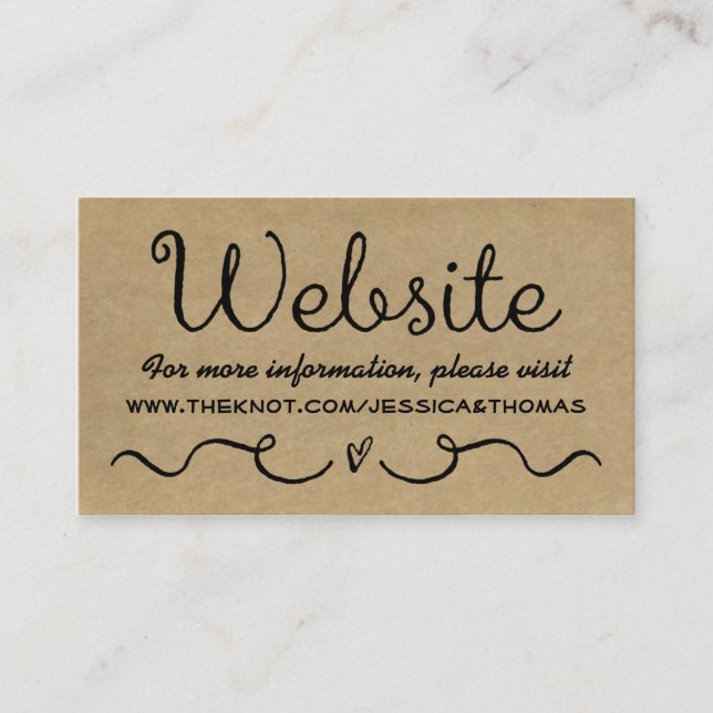 De Recepción Tarjeta web del boda | Rústica Kraft (Anverso)