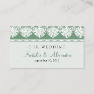 De Recepción Tarjeta web del Boda verde Vintage Lace Sage