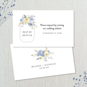 De Recepción Tarjeta web Dusty Blue Floral Mason Jar rsvp